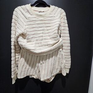 Faherty Cream and Pink Striped Sweater